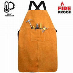 Flame Resistant Heat Insulated Cowhide Apron Genuine Leather Welding Apron