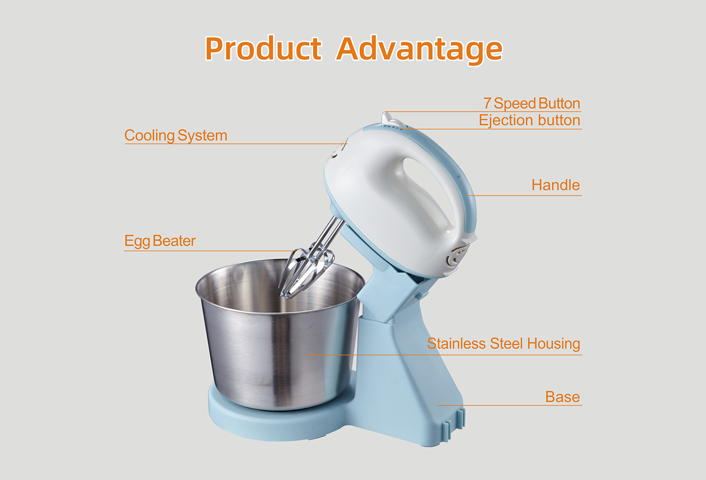 5 speeds 120W electric stand mixer egg beater 2