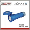 Direct factory price ZH522 IP44 32A blue industrial dedicated connector