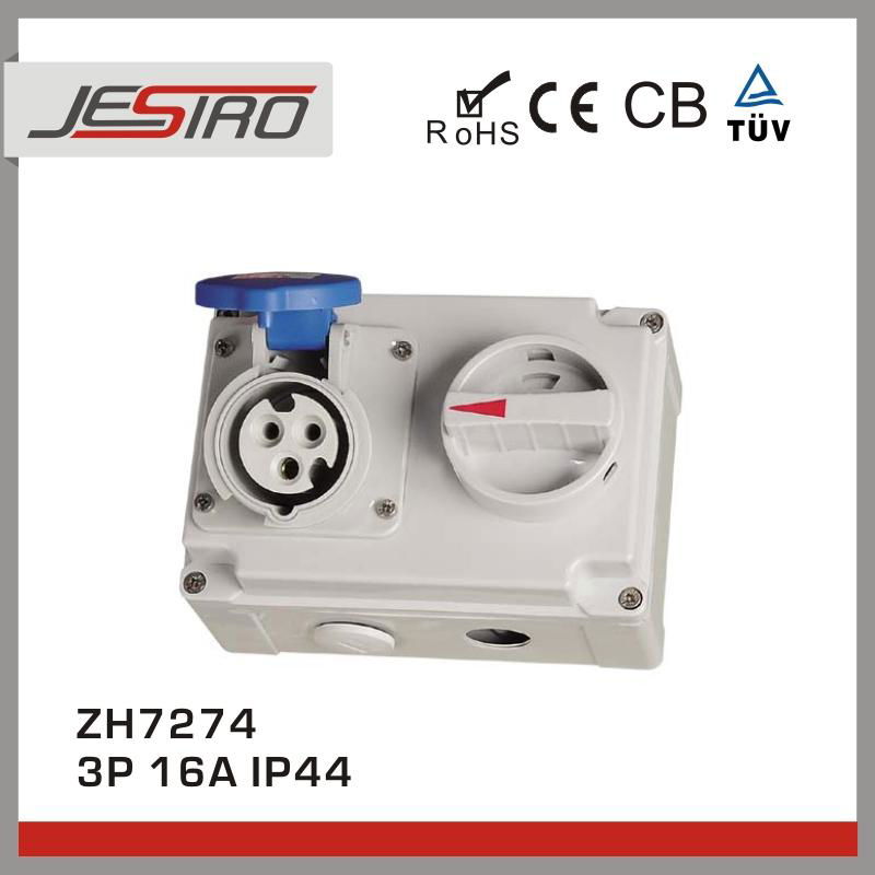 JESIRO ZH7274 Safe Industrial Blue Interlock Switch Socket IP44 3P 230V 16A