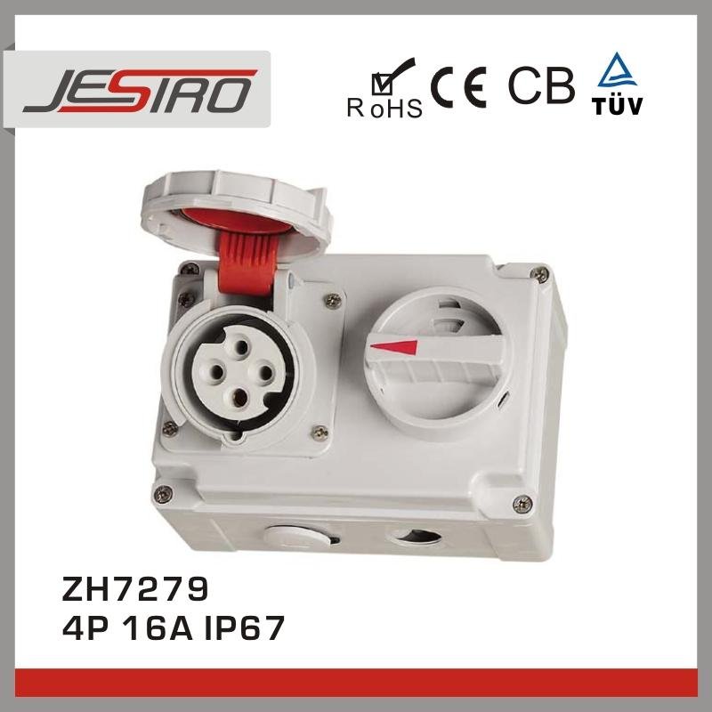 JESIRO Industrial Interlock Switch Socket Surface Mounted Plug IP67 400V 16A