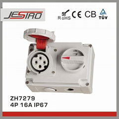 JESIRO Industrial Interlock Switch Socket Surface Mounted Plug IP67 400V 16A