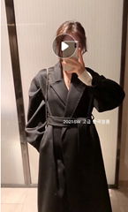 Double sided cashmere coat women's long water wave double-sided manual sewing cu