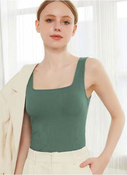 Women's knit square neck thermal vest top