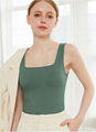 Women's knit square neck thermal vest top 1