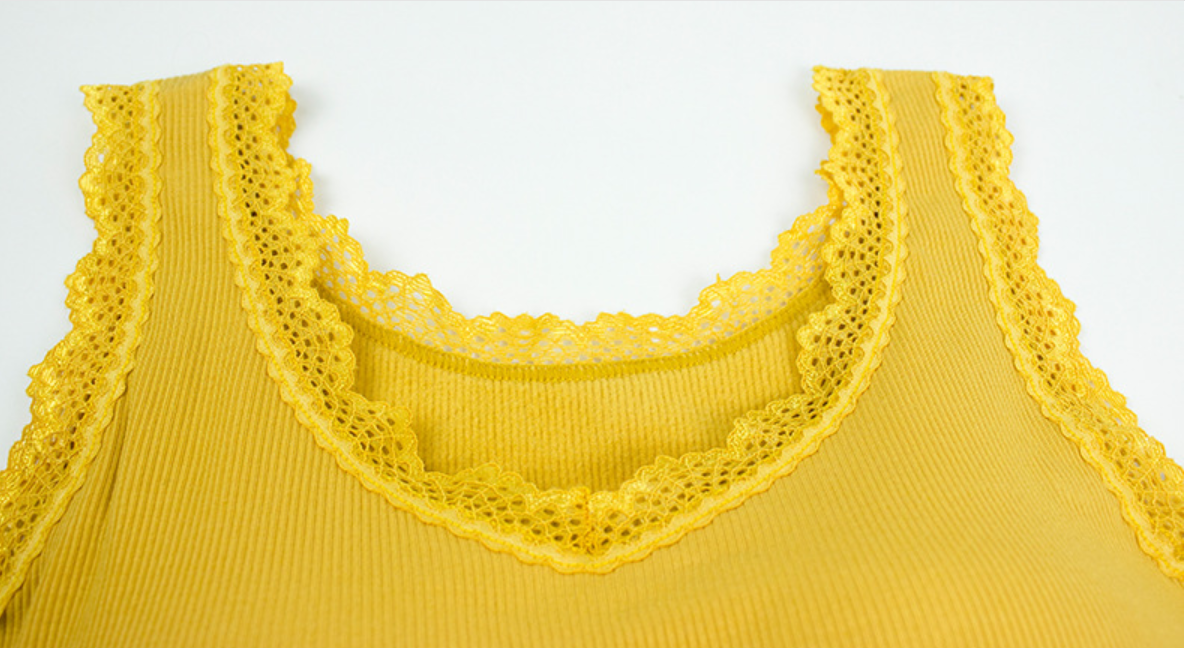 Women's termal knit vest with lace neck 5