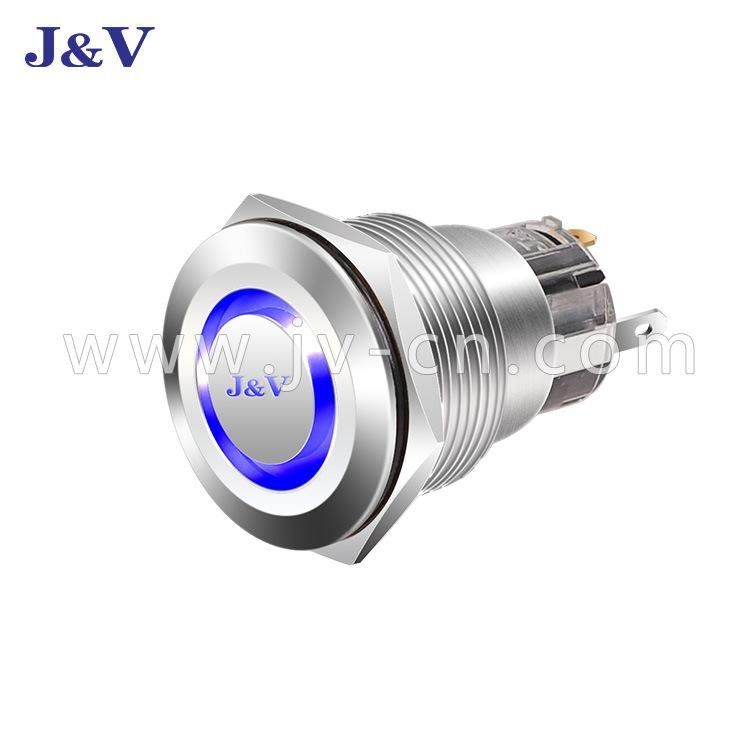 J&V Metal High Head Self-locking High Head White Wave Push Button Switch 22mm 3