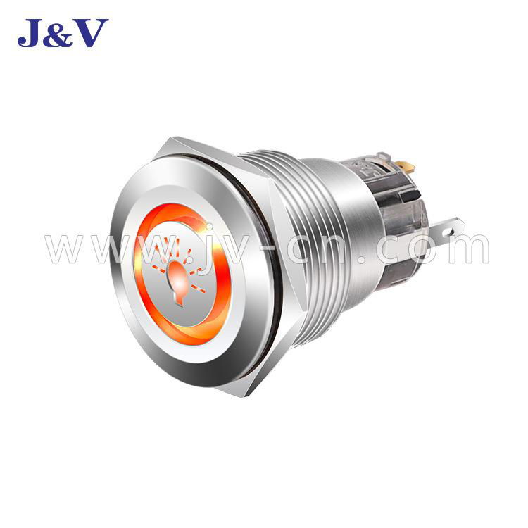 J&V Metal High Head Self-locking High Head White Wave Push Button Switch 22mm 5