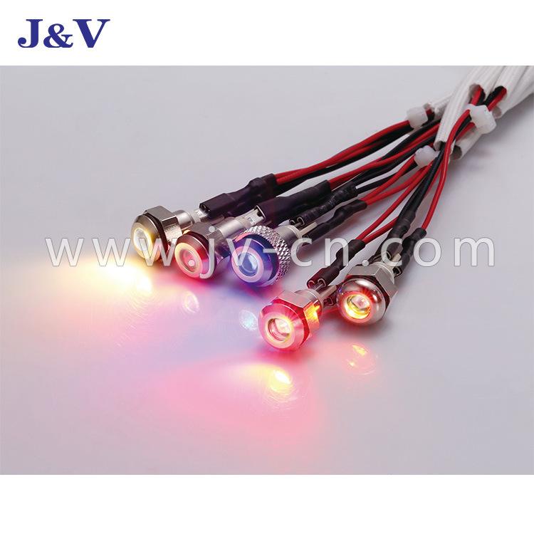 J&V LED Metal Indicator Light 14mm Waterproof Signal Red Source Working Light 2