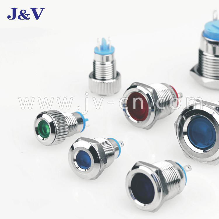 J&V LED Metal Indicator Light 14mm Waterproof Signal Red Source Working Light 4