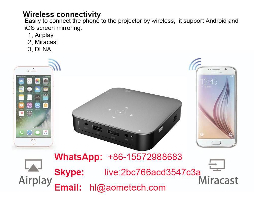 S200 portable projector Android 7.1 OS wifi wireless for phone DLP  LED proyecto