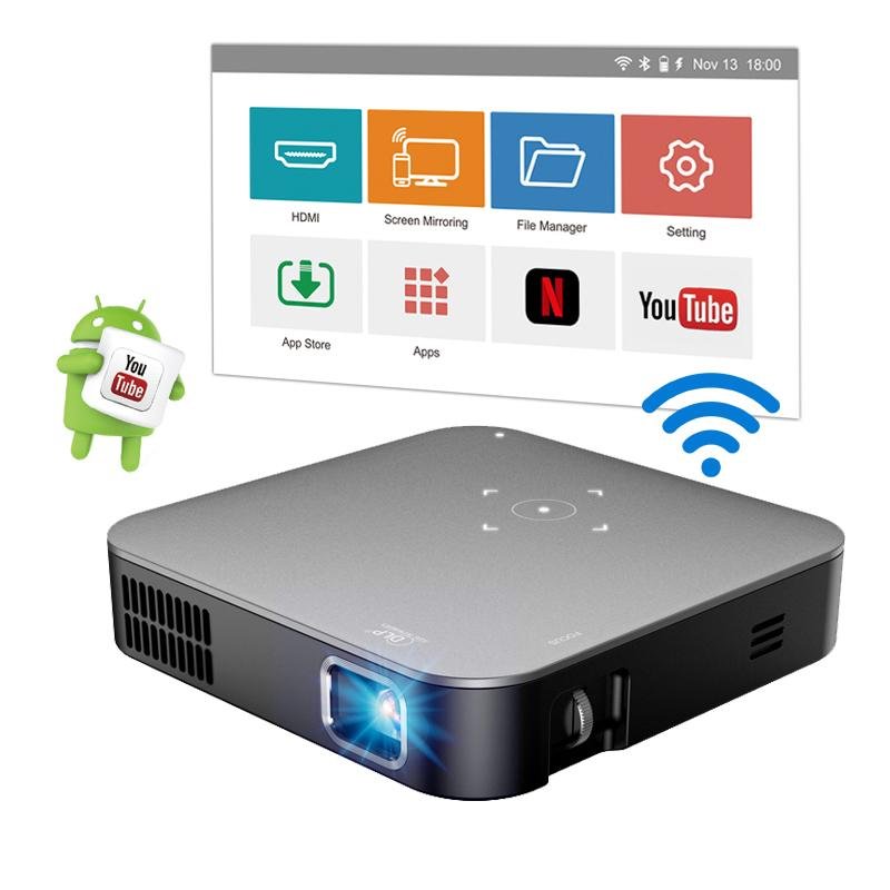 DLP portable mini projector S200  Android 7.1 home theater wifi mirror for phone