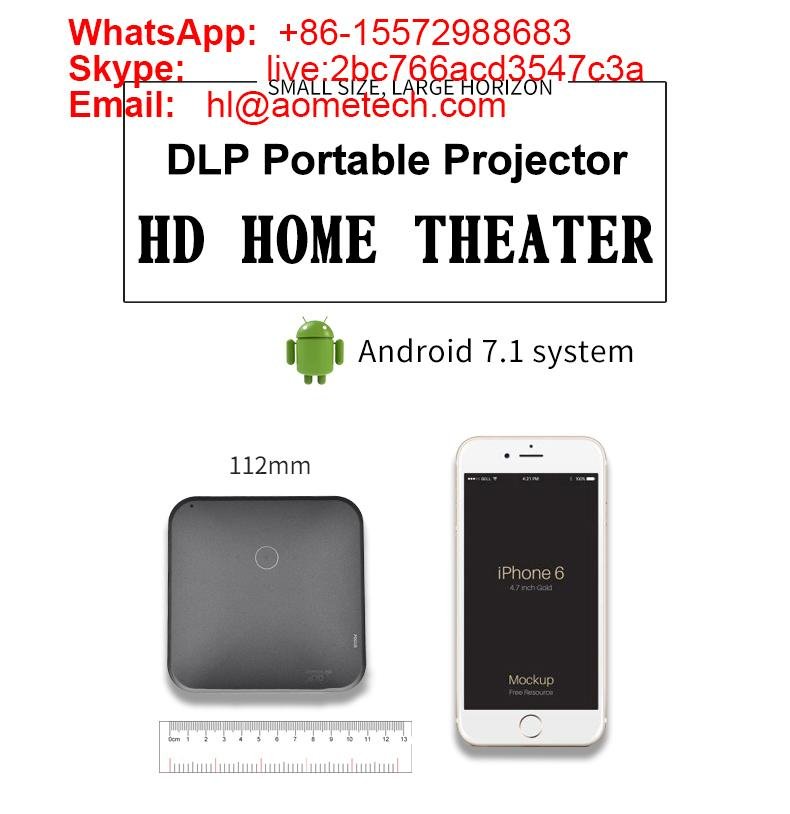 DLP portable mini projector S200  Android 7.1 home theater wifi mirror for phone 3
