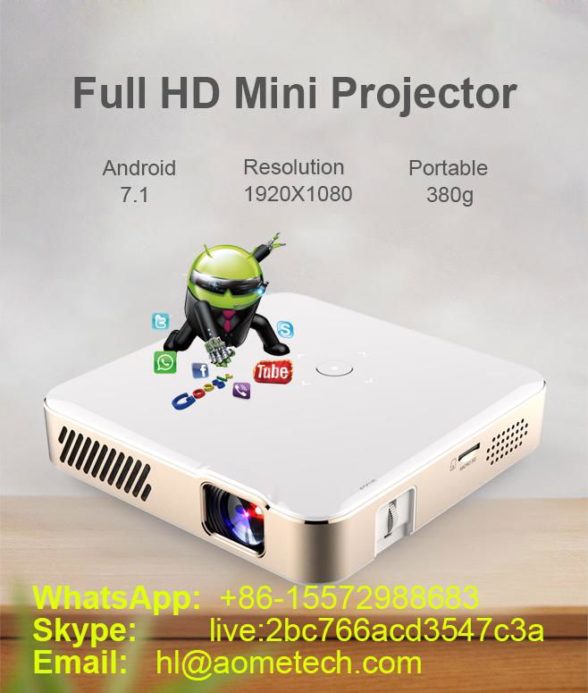 Christmas gift 1080p Full HD mini home projector Android 9.0 with wifi BT 5