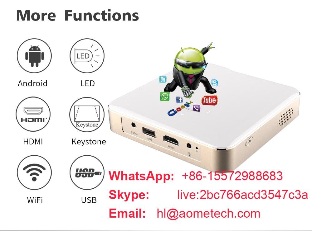 Christmas gift 1080p Full HD mini home projector Android 9.0 with wifi BT 2