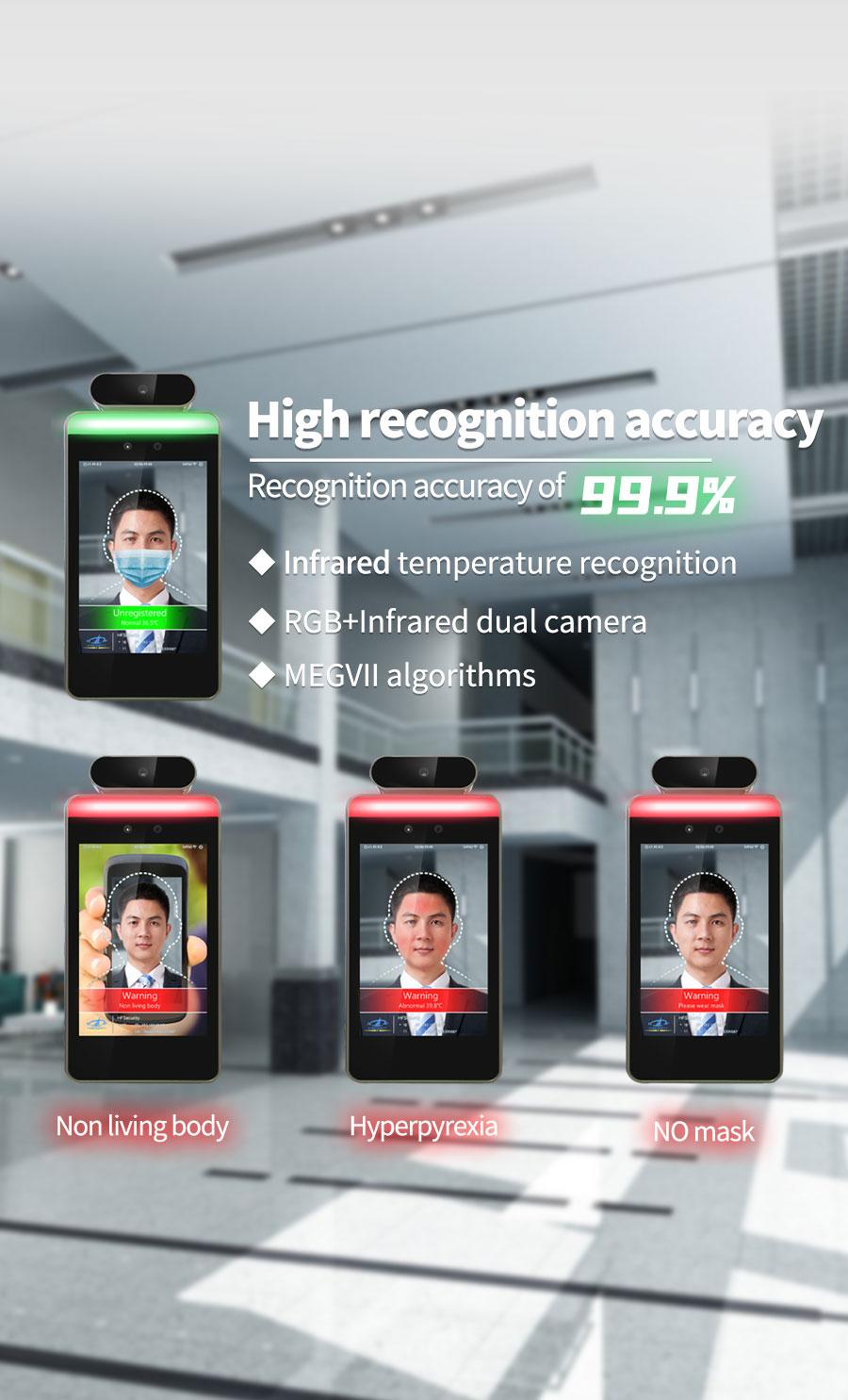 Face Temperature Detection and Recognition Terminal with EU COVID Certificate Gr 3
