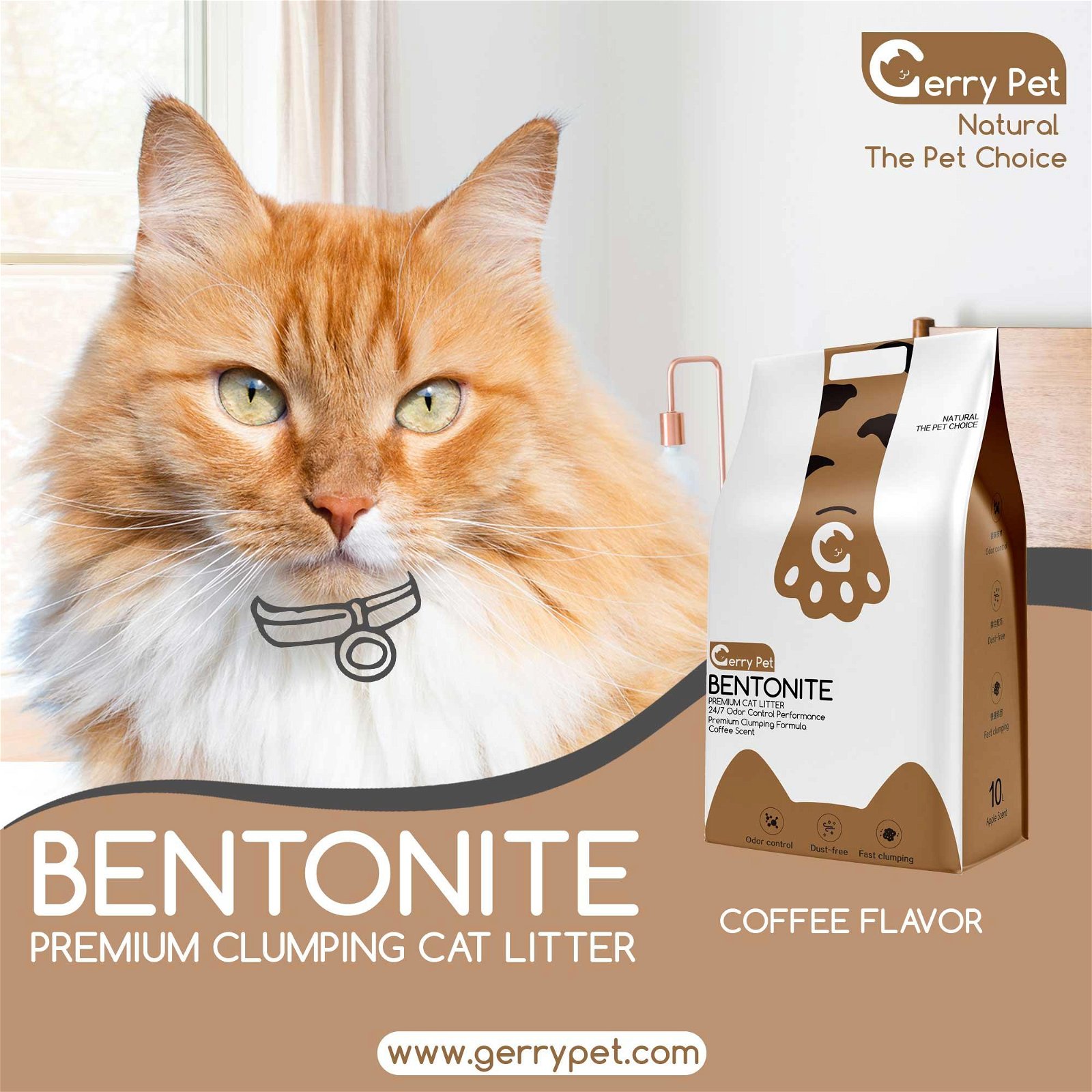 Gerry Pet Bentonite Cat litter Coffee scent