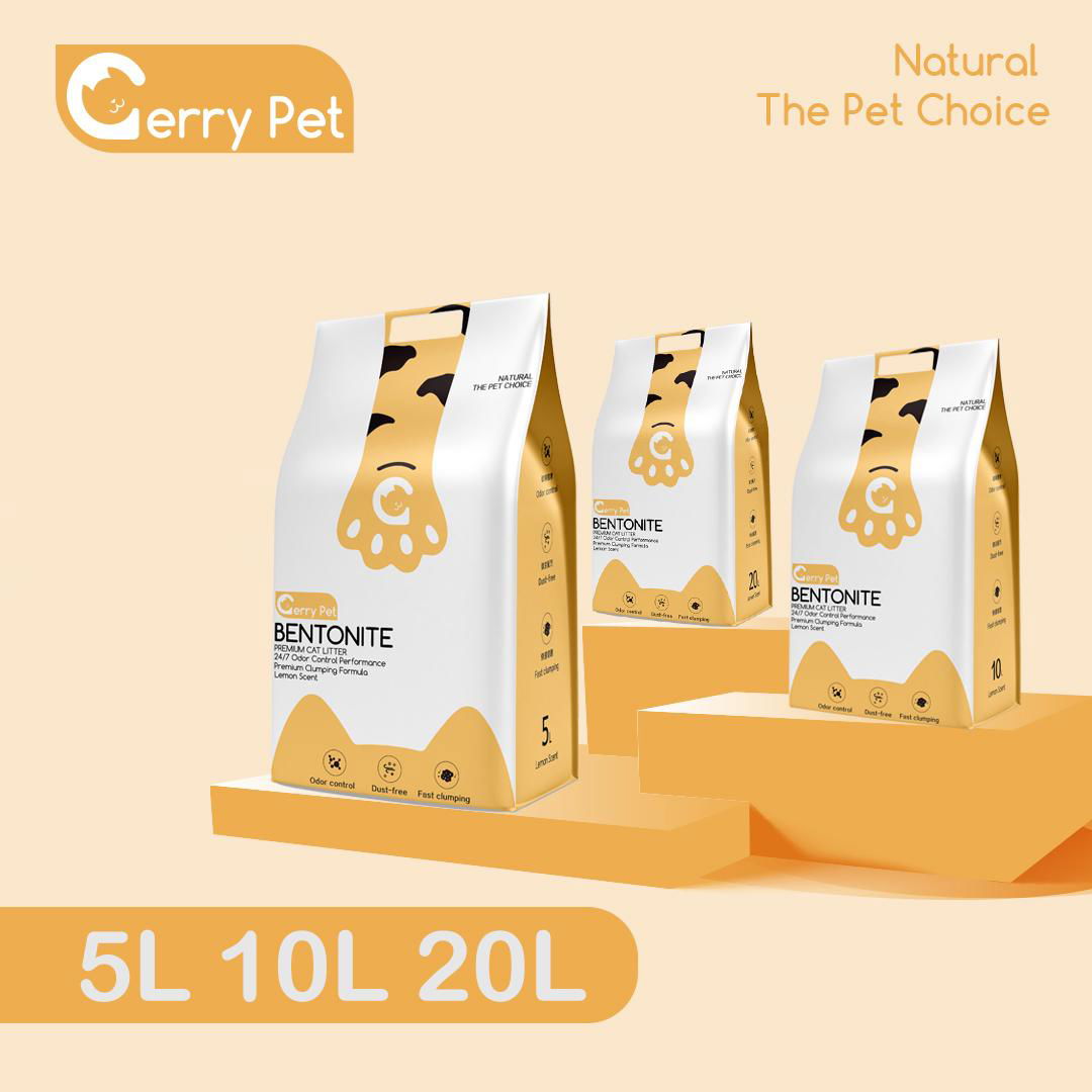 Lemon Scent Bentonite Cat Litter Gerry Pet Dust Free 20L /10L /5L