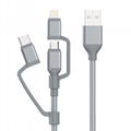 3-in-1 Mobile Charging Cable 3ft Black (USB2.0 A to Lightning, USB-C, and Micro  1