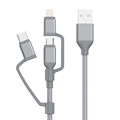 3-in-1 Mobile Charging Cable 3ft Black (USB2.0 A to Lightning, USB-C, and Micro 