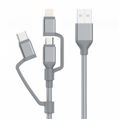 3-in-1 Mobile Charging Cable 3ft Black (USB2.0 A to Lightning, USB-C, and Micro  (Hot Product - 1*)