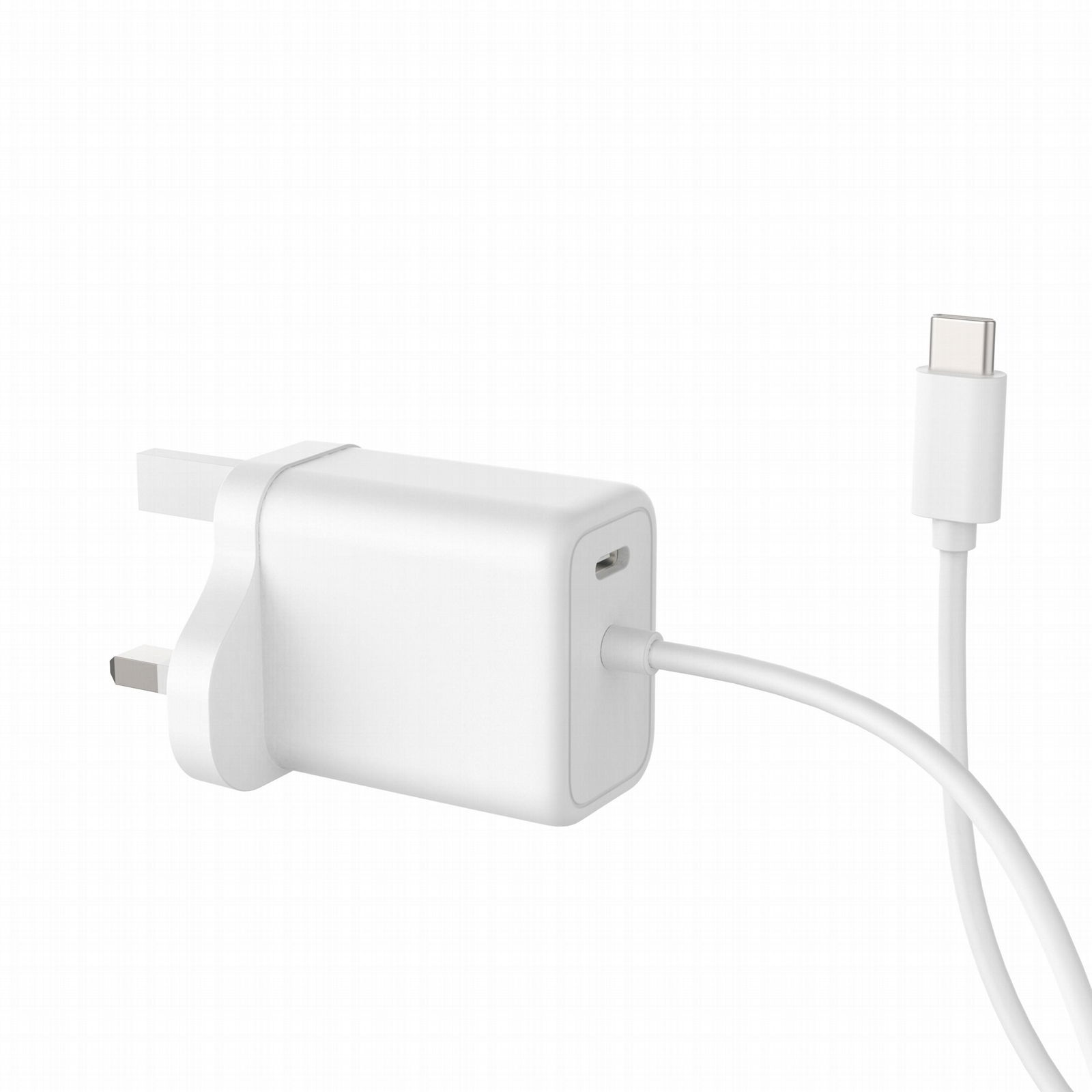 UK Plug PD USB-C Wall Charger 20W with built-in Lightning Cable (20W+12W)