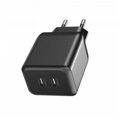 35W Dual USB-C Port Power Adapter, PD 3.0 GaN Foldable USB Type C Plug Fast Wall