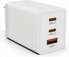 67W USB C Wall Charger, 3 Port GaN PD USB C/QC 3.0 Fast Charger, Portable Travel