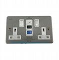 Twin 13A Metal RCD Protection Wall Swtich Socket