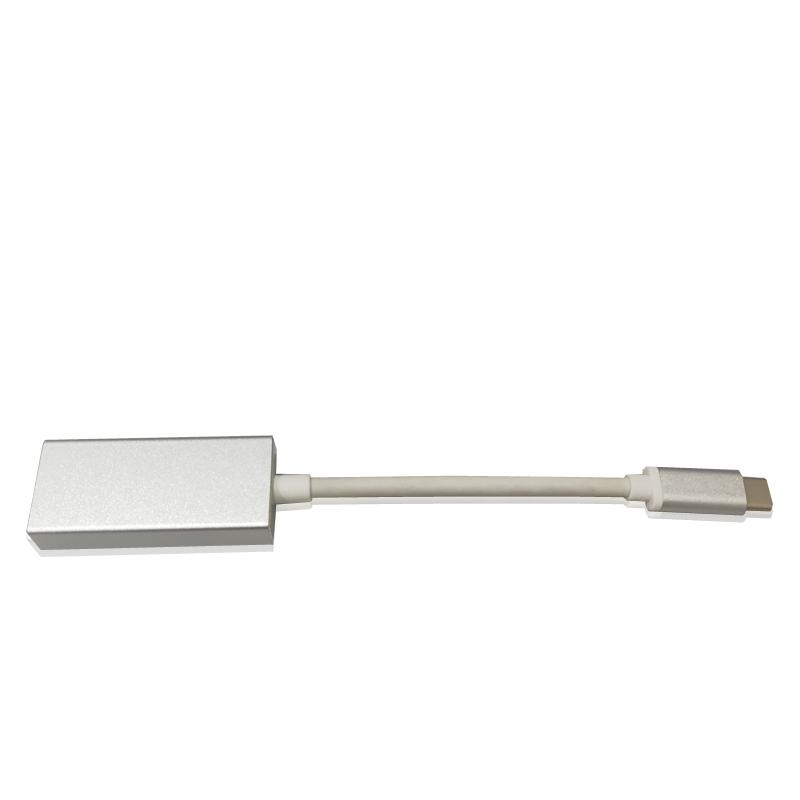 Silver USB Type C to DisplayPort/Dp Male to Female Slim Converter Connector for  4