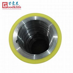 Rubber bonded rings and spacers for slitting line