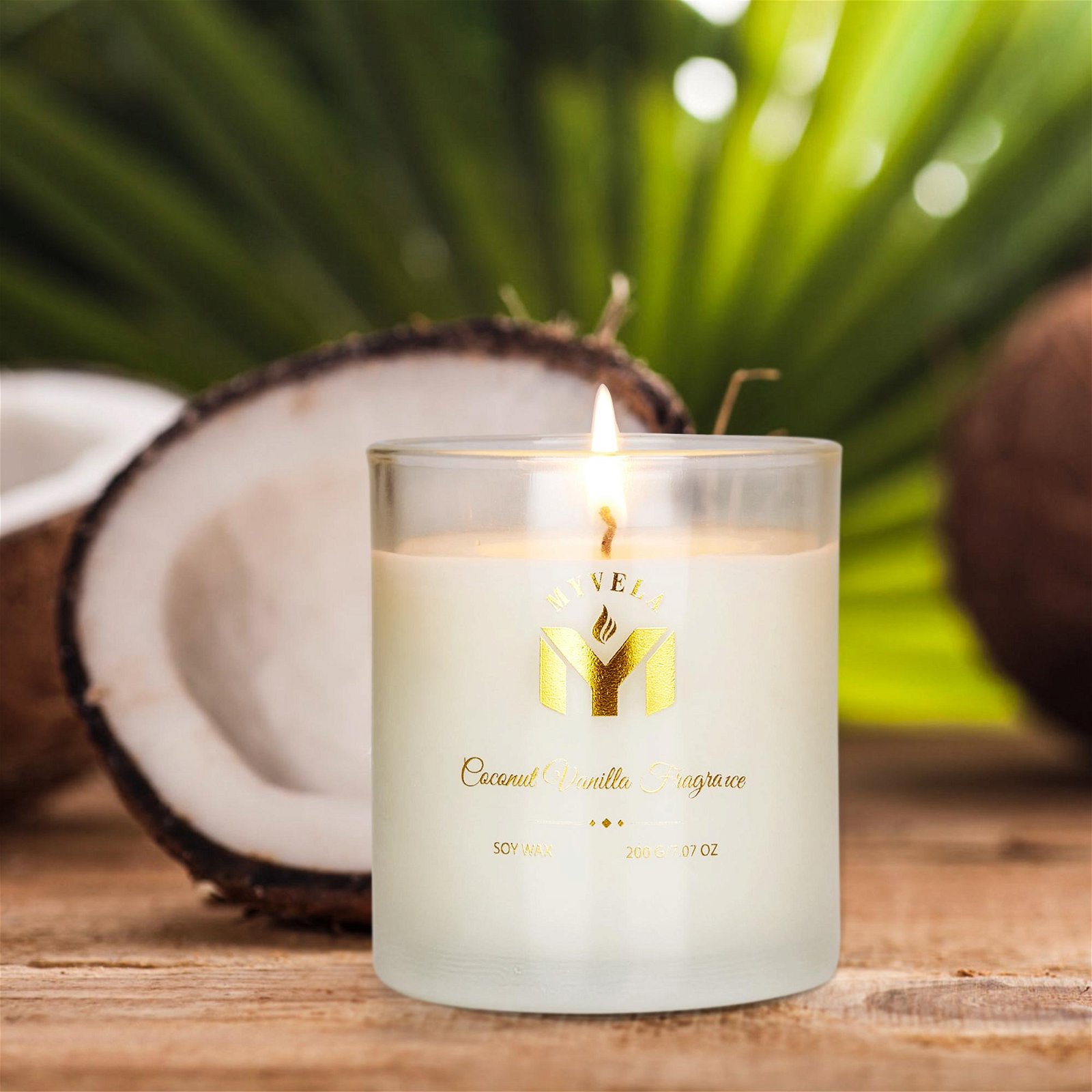 Scented Candle Coconut Vanilla  Fragrance  7.07 Oz Soy Wax 40 Hours Long L 5
