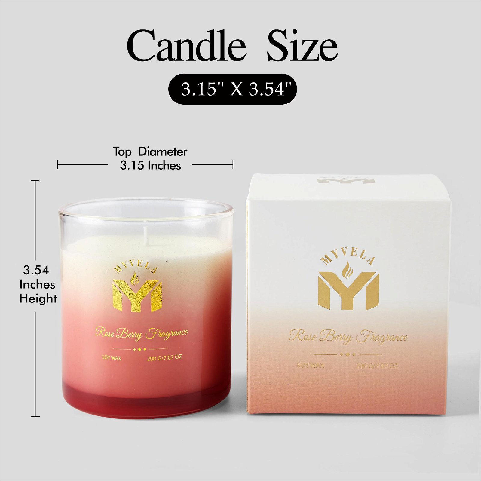 Scented Candle Rose Berry  Fragrance  7.07 Oz Soy Wax 40 Hours Long L