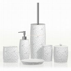 High quality hotel style 6 pcs set ceramic with rhinestone bathroom acessorie