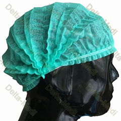 Green Single Elastic Disposable Mob Cap , Doctor Bouffant Disposable Hair Cover
