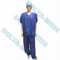 Dustproof Breathable V Neck Disposable Scrub Suit Warm Up With Pockets 4