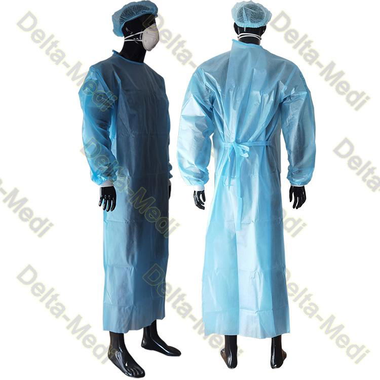 PP coated PE Film disposable isolation gown AAMI Level 2 AAMI Level 3 5