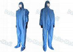 Safe Disposable Coverall Suit , SMS Disposable Blue Coveralls With Hood / Boots 