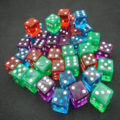 19mm方角彩色透明骰子點數骰