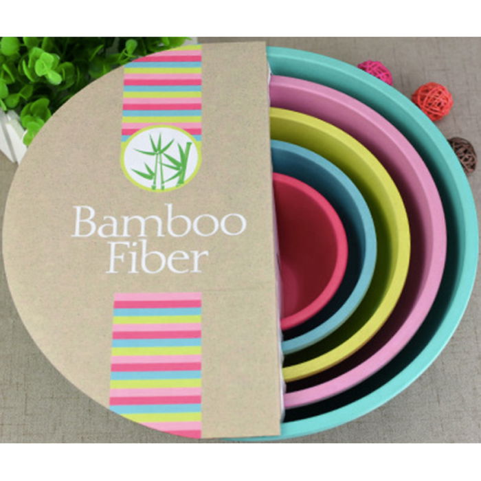 many sizes round stackable organic bamboo bowl set with transparent plastic lid  2