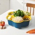 Household kitchen double plastic vegetable washing basket fruit rotating dish as 3