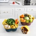 Household kitchen double plastic vegetable washing basket fruit rotating dish as