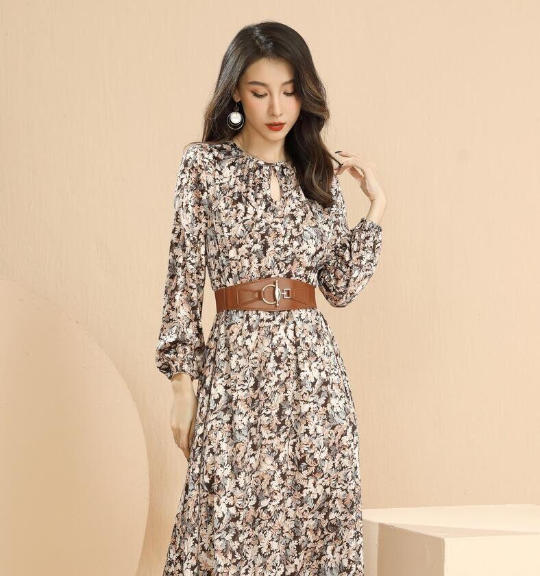 Baizi retro temperament printed skirt female autumn 2021 4