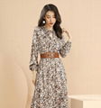 Baizi retro temperament printed skirt female autumn 2021