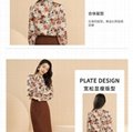 Baizi Autumn 2021 New Chiffon Top Long Sleeve Printed Shirt