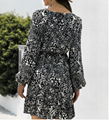 2021 autumn new leopard print ruffled lace-up dress 3