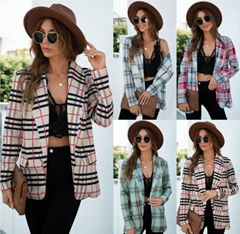 2021 autumn and winter hot sale plaid suit jacket