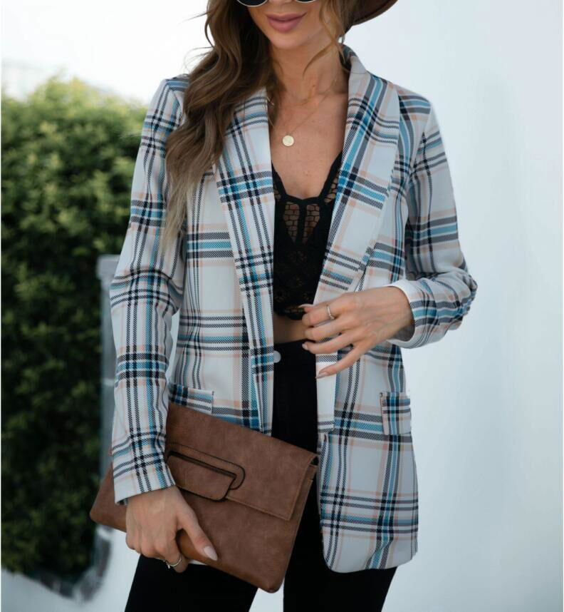 2021 autumn and winter hot sale plaid suit jacket 3