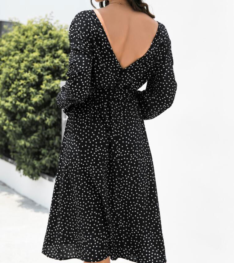 2021 Fall New Arrival Women's Polka Dot Round Neck Halter Dress 2