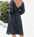 2021 Fall New Arrival Women's Polka Dot Round Neck Halter Dress